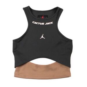Jordan Cactus Jack Women’s Black Cropped Rib Tank Top Logo Athletic Medium